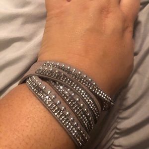 Wrap around leather bracelet with faux studs